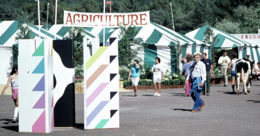 Painted Graphic Kiosks at Marin County Fair.  Stephanie Furniss Design.  Marshall Johnson Painting.